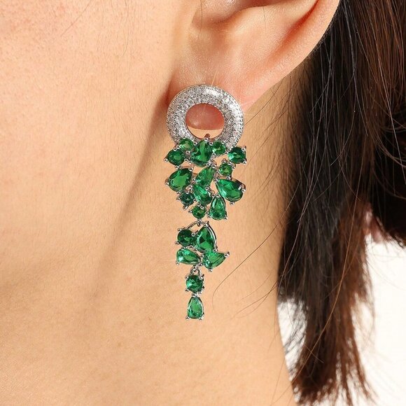 Women's Luxury Bohemian Style Cubic Zirconia Waterdrop Dangle Earrings - Picture 3 of 4